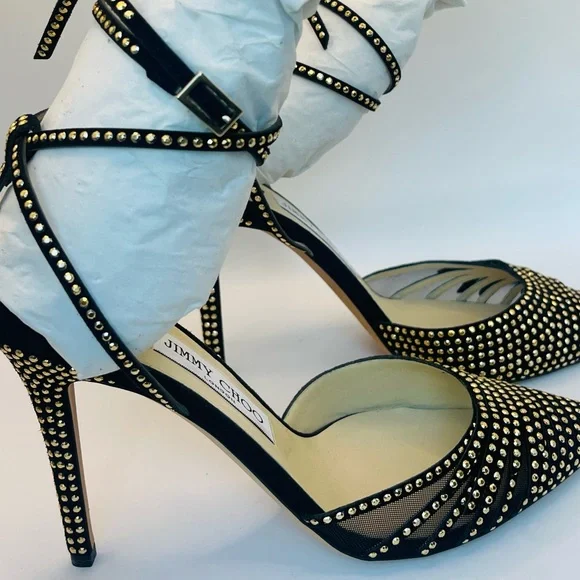 Jimmy Choo Size 8 Black & Gold heels - Picture 4 of 16